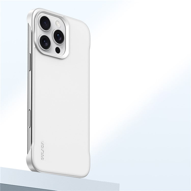 SULADA For iPhone 16 Pro Case Frameless PU + PC Back Phone Cover - White