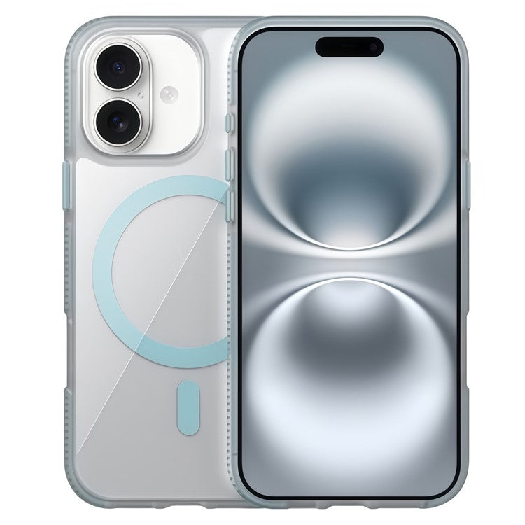 For iPhone 16 Case Compatible with MagSafe PC + TPU + PE Shockproof Mobile Cover - Sky Blue