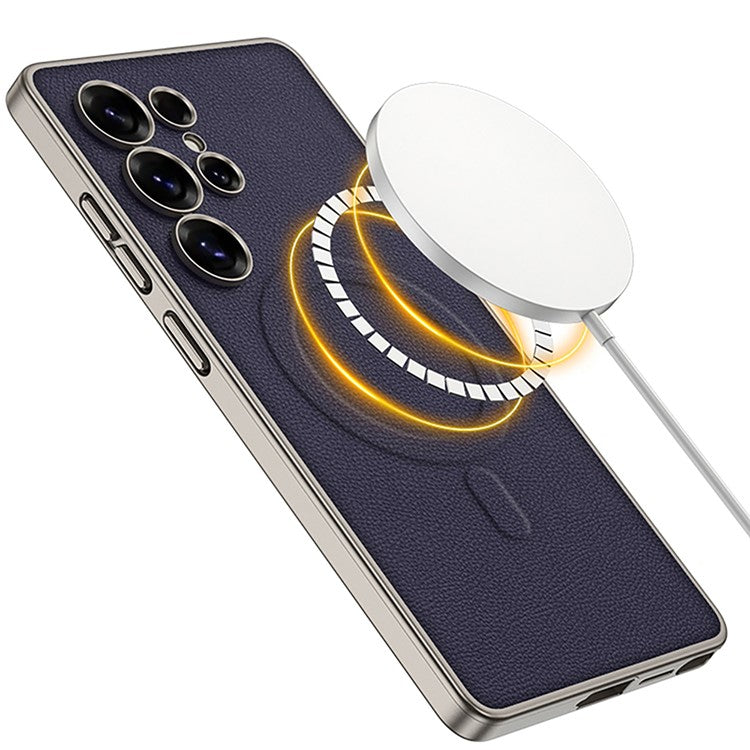 GKK For Samsung Galaxy S25 Ultra Case Compatible with MagSafe PU + PC Phone Back Cover Magnetic Installation - Black