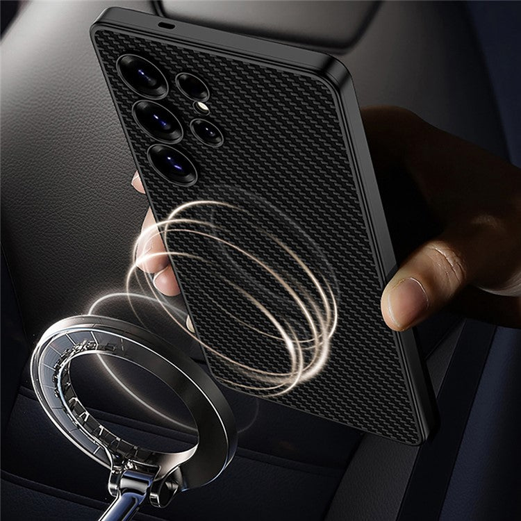 GKK For Samsung Galaxy S25 Ultra Case Compatible with MagSafe PU + PC Phone Back Cover Magnetic Installation - Black