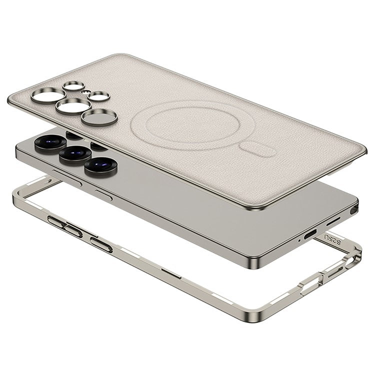 GKK For Samsung Galaxy S25 Ultra Case Compatible with MagSafe PU + PC Phone Back Cover Magnetic Installation - Black