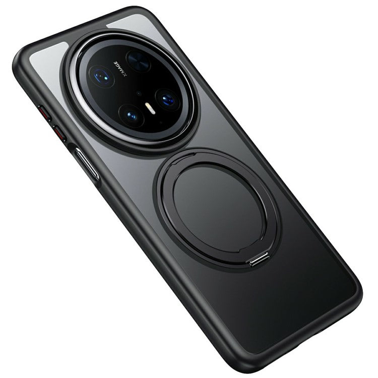 For Huawei Mate 70 Pro+ / Mate 70 Pro Case Compatible with MagSafe TPU + Acrylic + Metal Kickstand Matte Phone Cover - Black