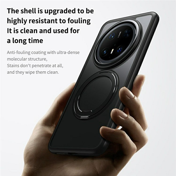 For Huawei Mate 70 Pro+ / Mate 70 Pro Case Compatible with MagSafe TPU + Acrylic + Metal Kickstand Matte Phone Cover - Black