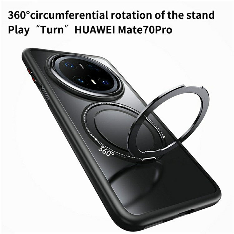 For Huawei Mate 70 Pro+ / Mate 70 Pro Case Compatible with MagSafe TPU + Acrylic + Metal Kickstand Matte Phone Cover - Black
