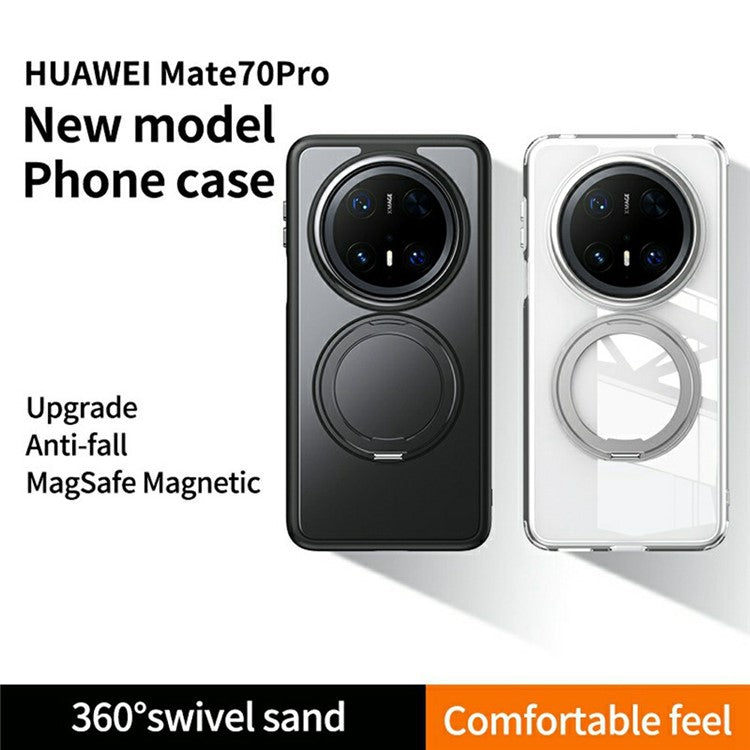 For Huawei Mate 70 Pro+ / Mate 70 Pro Case Compatible with MagSafe TPU + Acrylic + Metal Kickstand Matte Phone Cover - Transparent