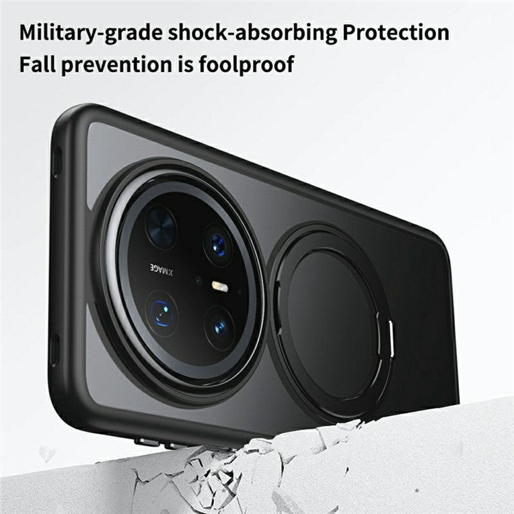 For Huawei Mate 70 Pro+ / Mate 70 Pro Case Compatible with MagSafe TPU + Acrylic + Metal Kickstand Matte Phone Cover - Transparent