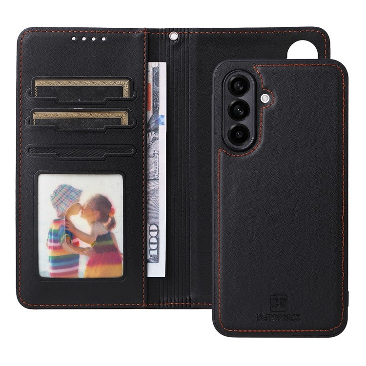BETOPNICE 005 For Samsung Galaxy A56 5G Stand Case PU Leather Wallet Phone Cover - Black