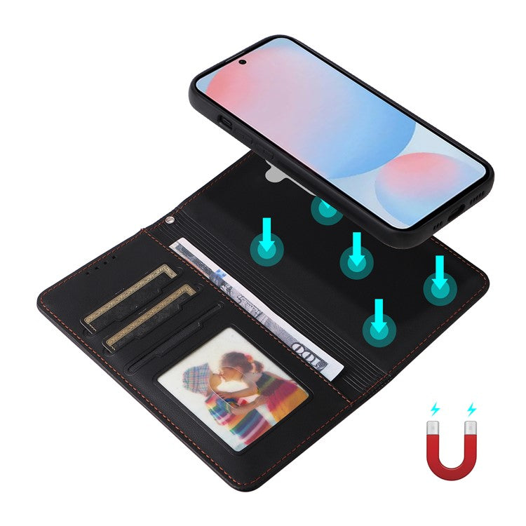 BETOPNICE 005 For Samsung Galaxy A56 5G Stand Case PU Leather Wallet Phone Cover - Black