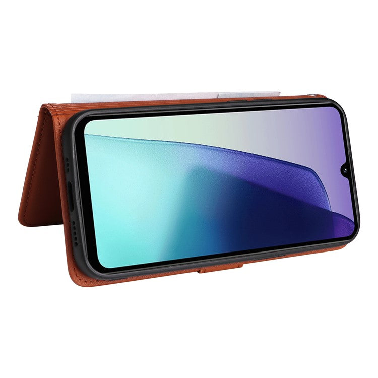 BETOPNICE 005 Leather Phone Case for Xiaomi Redmi A4 5G / Redmi A3 Pro 4G / Poco C75 4G / Redmi 14R 5G / 14C 4G Wallet Stand Cover - Brown