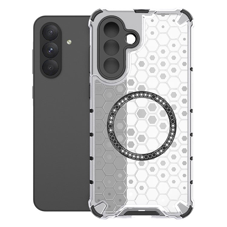 For Samsung Galaxy A56 5G / A36 5G Case Compatible with MagSafe Honeycomb Design TPU + PC Phone Cover - Transparent