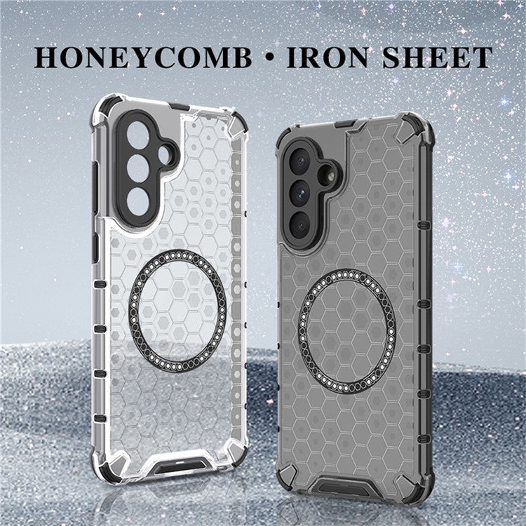 For Samsung Galaxy A56 5G / A36 5G Case Compatible with MagSafe Honeycomb Design TPU + PC Phone Cover - Transparent