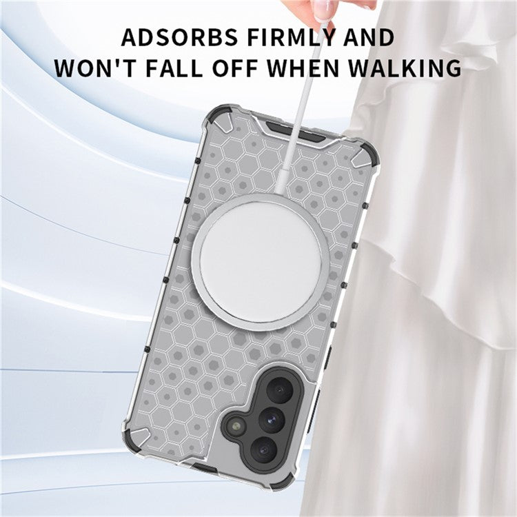 For Samsung Galaxy A56 5G / A36 5G Case Compatible with MagSafe Honeycomb Design TPU + PC Phone Cover - Transparent