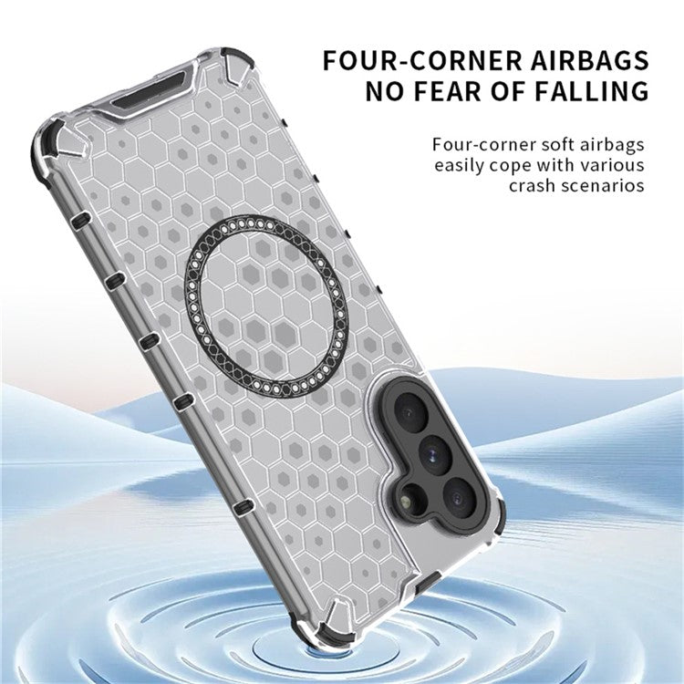 For Samsung Galaxy A56 5G / A36 5G Case Compatible with MagSafe Honeycomb Design TPU + PC Phone Cover - Transparent