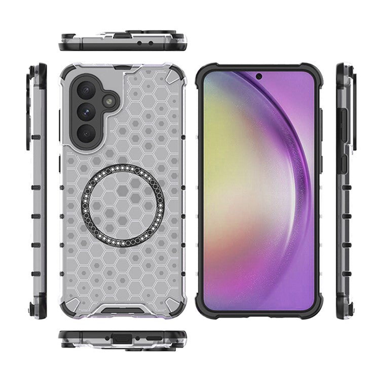 For Samsung Galaxy A56 5G / A36 5G Case Compatible with MagSafe Honeycomb Design TPU + PC Phone Cover - Transparent
