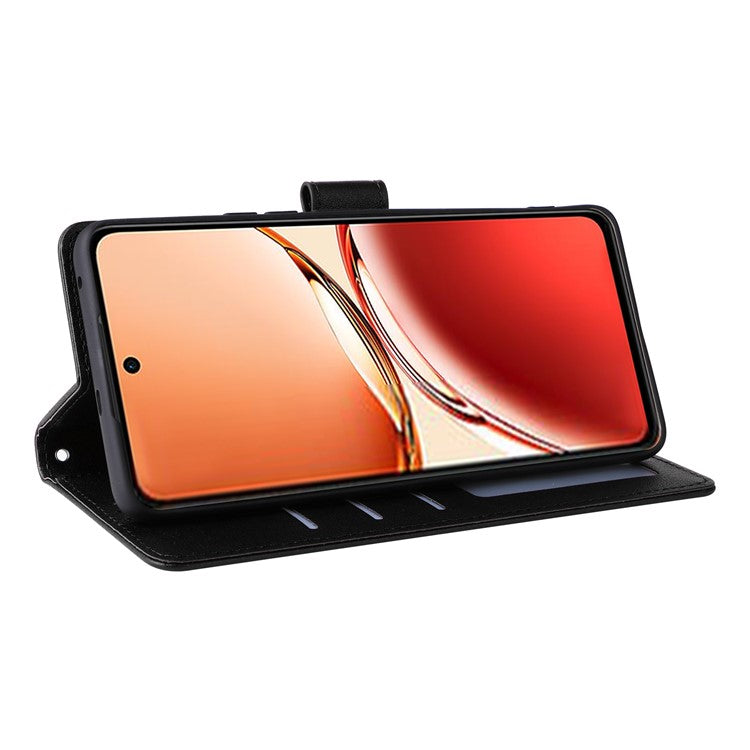 Wallet Phone Case for Oppo F27 5G / Reno12 F 4G / Reno12 F 5G / Reno12 FS PU Leather Cover - Black