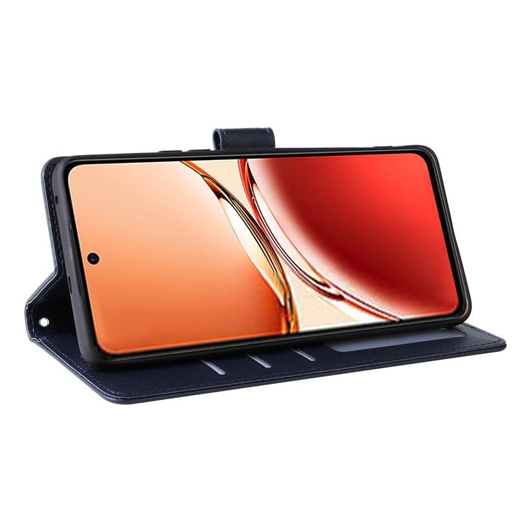 Wallet Phone Case for Oppo F27 5G / Reno12 F 4G / Reno12 F 5G / Reno12 FS PU Leather Cover - Blue