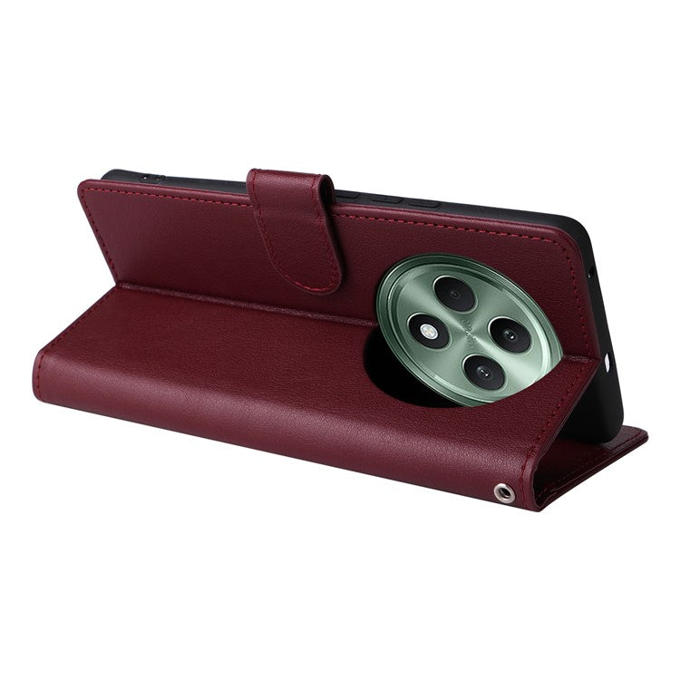 Wallet Phone Case for Oppo F27 5G / Reno12 F 4G / Reno12 F 5G / Reno12 FS PU Leather Cover - Wine Red