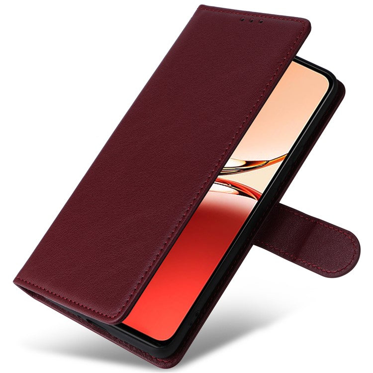 Wallet Phone Case for Oppo F27 5G / Reno12 F 4G / Reno12 F 5G / Reno12 FS PU Leather Cover - Wine Red