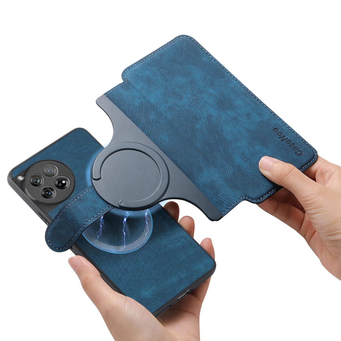 For OnePlus 13 Case CASENEO Detachable Magnetic RFID Block Leather Phone Wallet Cover - Dark Blue