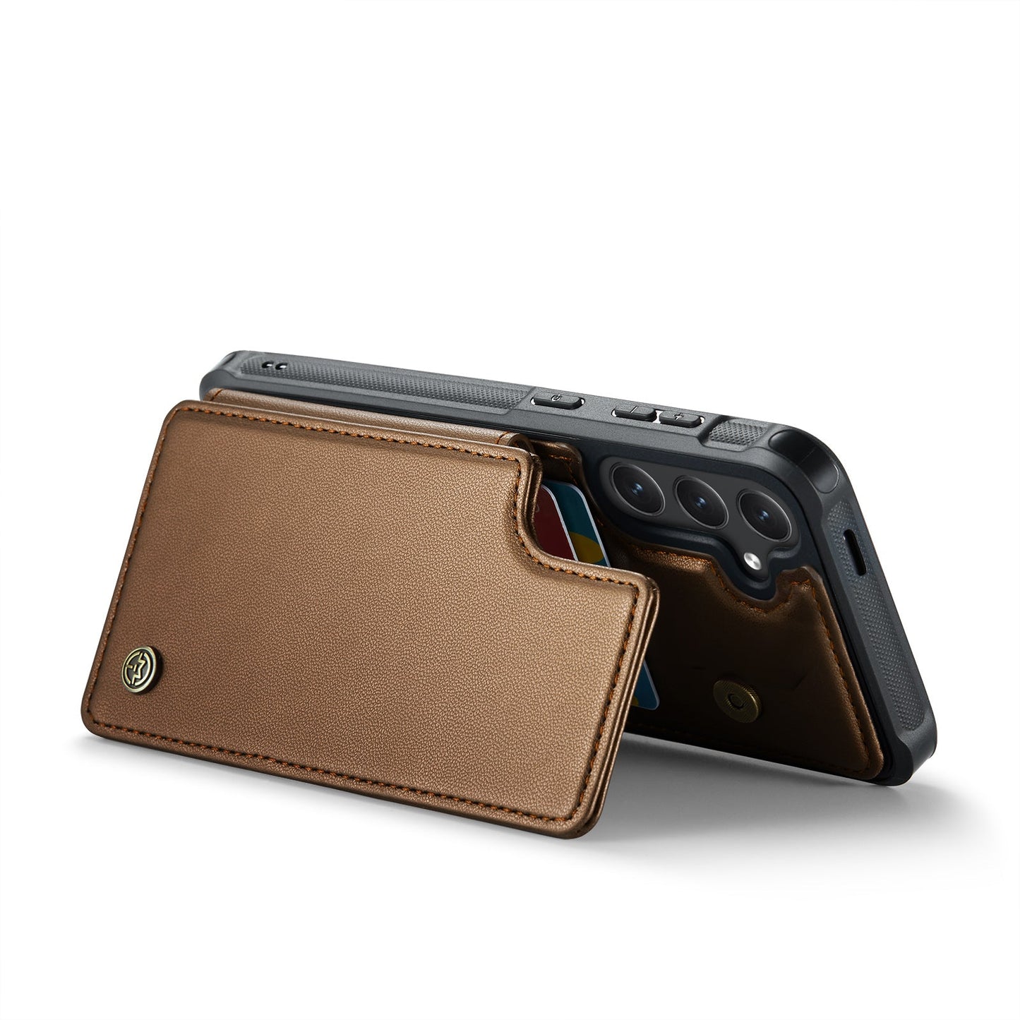 For Samsung Galaxy S25+ Case CASEME C22 Series Leather+TPU Cover RFID Blocking 5 Card Slots - Brown