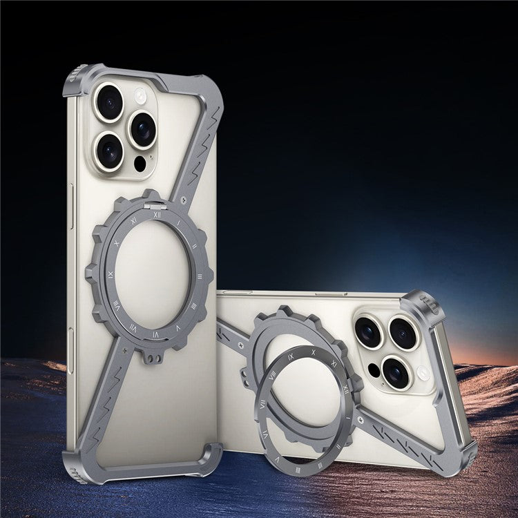 For iPhone 16 Pro Kickstand Case Compatible with MagSafe Z Shape Bumper Phone Cover - Dark Grey