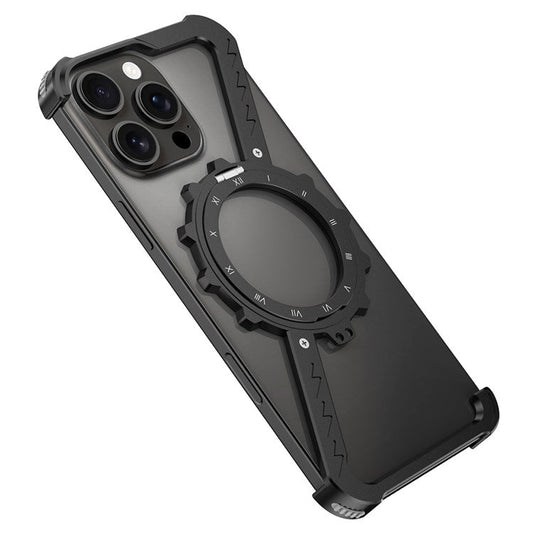 For iPhone 16 Plus / 14 Pro Max / 13 Pro Max Kickstand Case Compatible with MagSafe Z Shape Bumper Phone Cover - Black