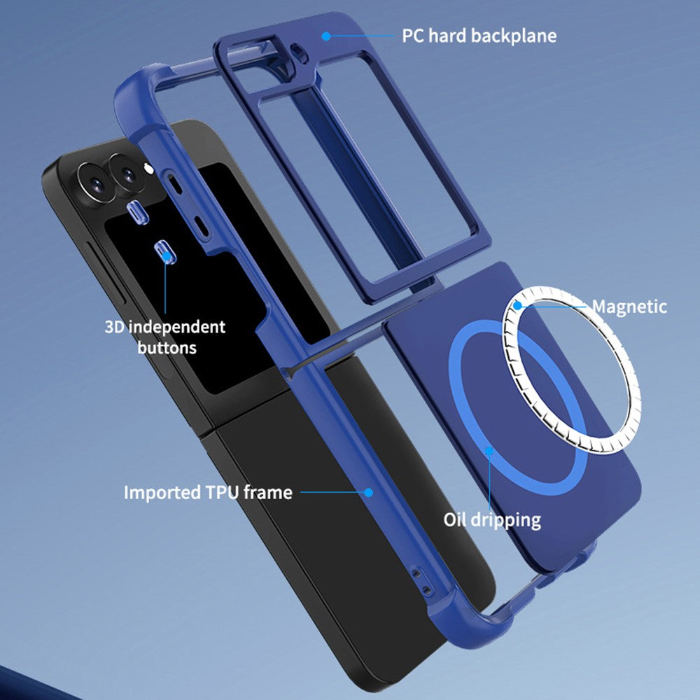 For Samsung Galaxy Z Flip7 FE 5G / Z Flip6 5G Case Compatible with MagSafe TPU + PC Matte Phone Cover - Blue