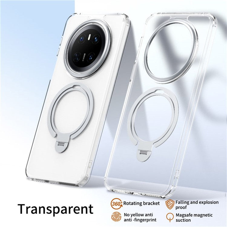 For Huawei Mate 70 Phone Case Compatible with MagSafe Kickstand Matte Back Cover - Transparent