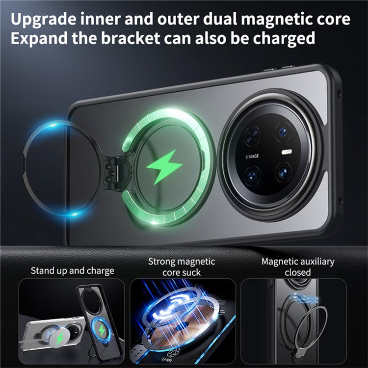 For Huawei Mate 70 Phone Case Compatible with MagSafe Kickstand Matte Back Cover - Transparent