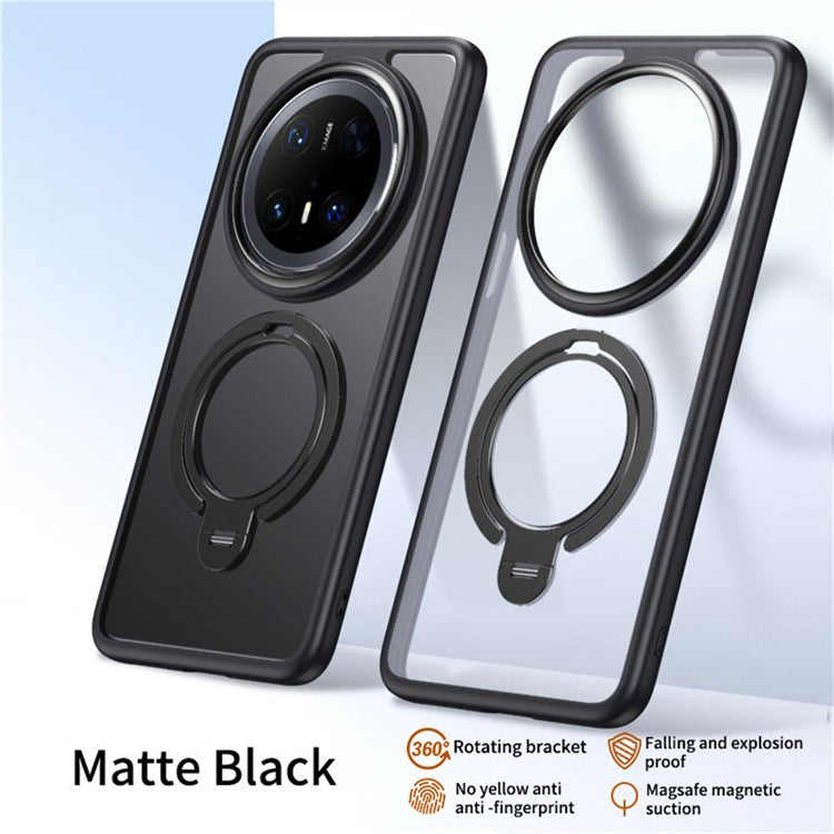 For Huawei Mate 70 Pro+ / Mate 70 Pro Phone Case Compatible with MagSafe Kickstand Matte Back Cover - Black