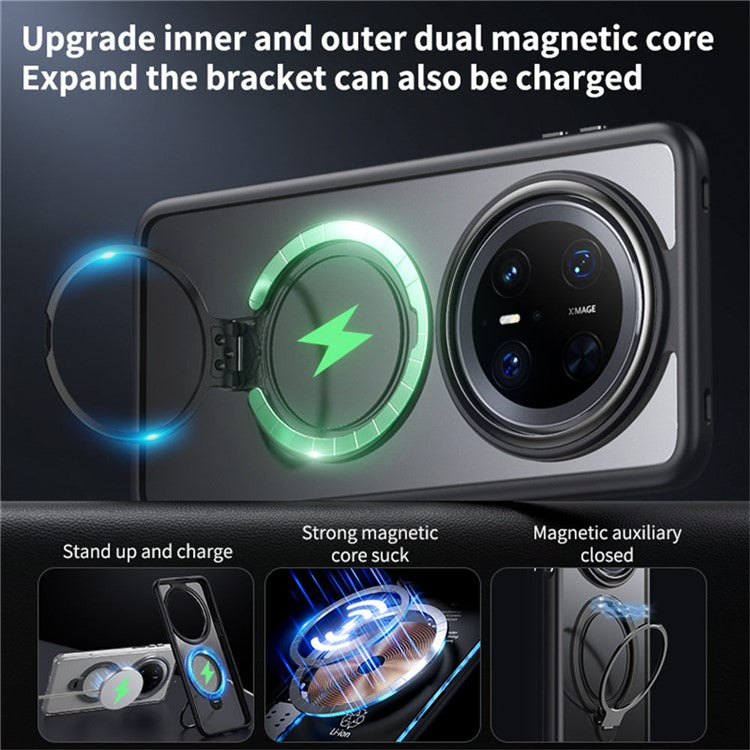 For Huawei Mate 70 Pro+ / Mate 70 Pro Phone Case Compatible with MagSafe Kickstand Matte Back Cover - Transparent