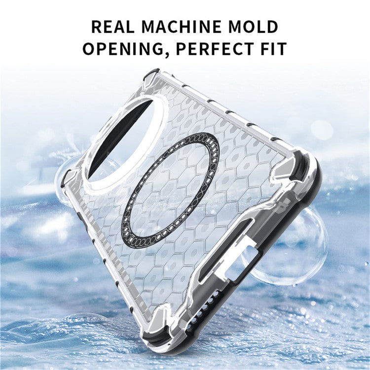 For Huawei Mate 70 Case Compatible with MagSafe Honeycomb Design TPU + PC Phone Cover - Transparent