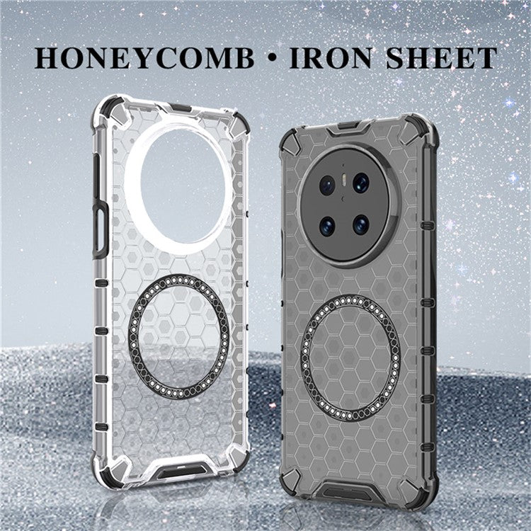 For Huawei Mate 70 Case Compatible with MagSafe Honeycomb Design TPU + PC Phone Cover - Transparent