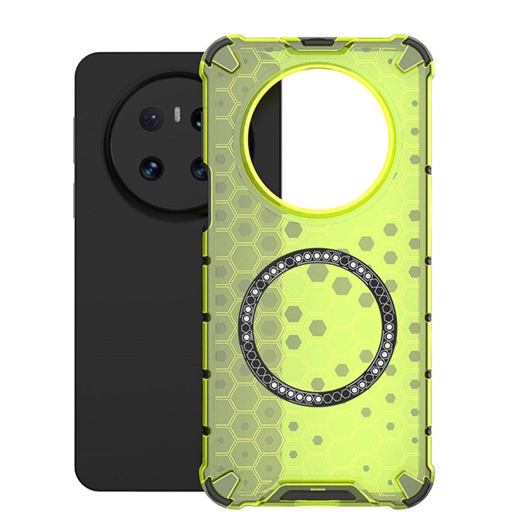 For Huawei Mate 70 Case Compatible with MagSafe Honeycomb Design TPU + PC Phone Cover - Green