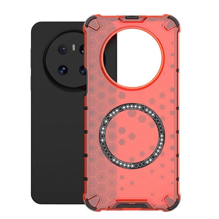 For Huawei Mate 70 Case Compatible with MagSafe Honeycomb Design TPU + PC Phone Cover - Red