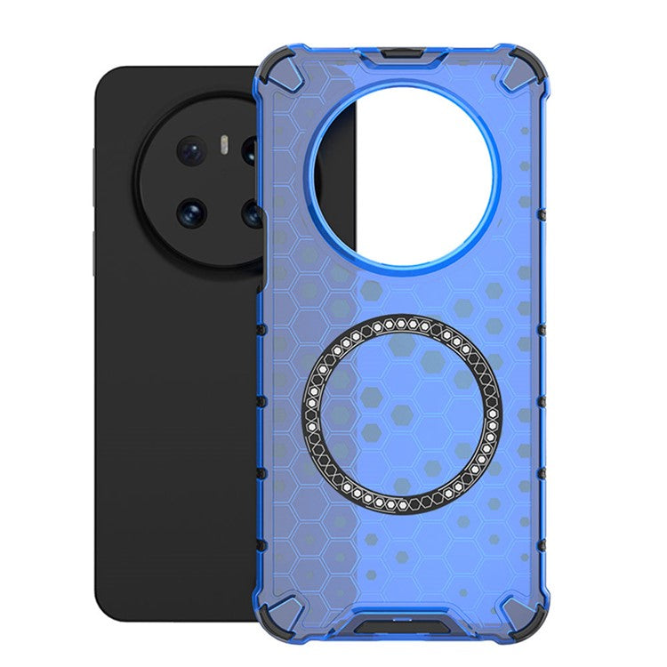For Huawei Mate 70 Case Compatible with MagSafe Honeycomb Design TPU + PC Phone Cover - Blue