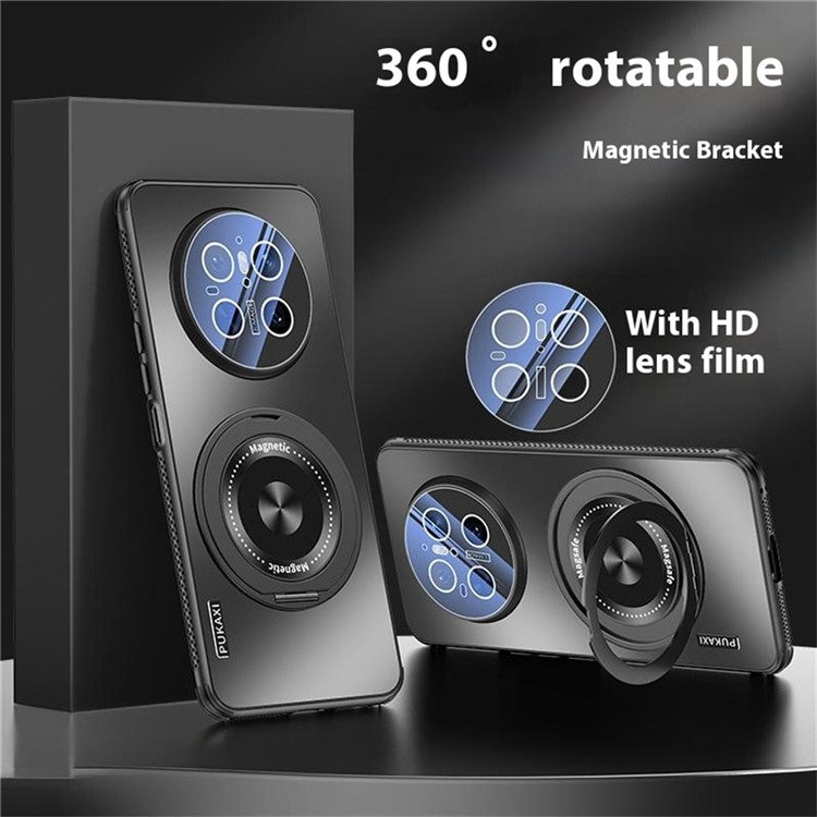 For Huawei Mate 70 Pro / Mate 70 Pro+ Case Compatible with MagSafe Kickstand TPU PC Heat Dissipation Phone Cover - Black