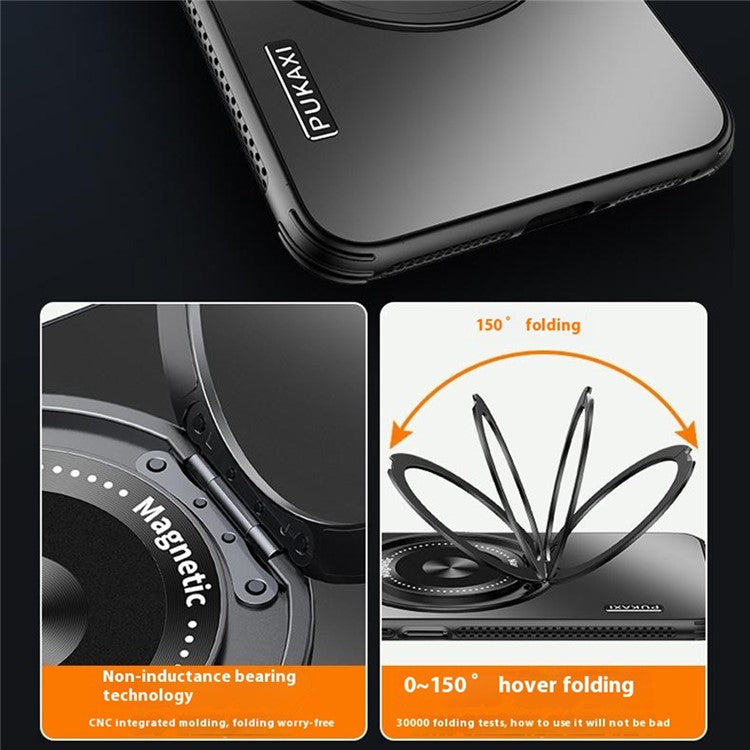 For Huawei Mate 70 Pro / Mate 70 Pro+ Case Compatible with MagSafe Kickstand TPU PC Heat Dissipation Phone Cover - Black