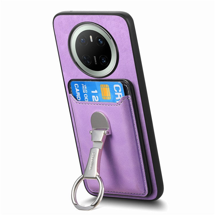 For Huawei Mate 70 Case Compatible with MagSafe Skin-Touch Cover with Card Bag Kickstand - Purple