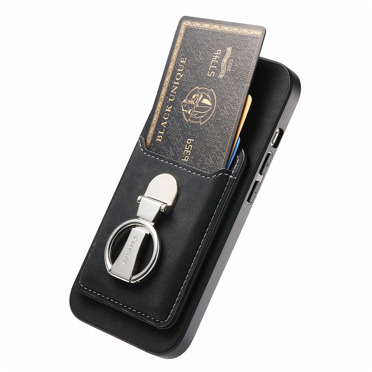 For Huawei Mate 70 Case Compatible with MagSafe Skin-Touch Cover with Card Bag Kickstand - Black