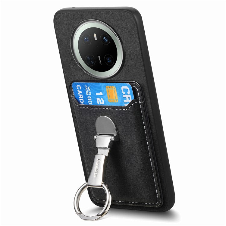 For Huawei Mate 70 Case Compatible with MagSafe Skin-Touch Cover with Card Bag Kickstand - Black