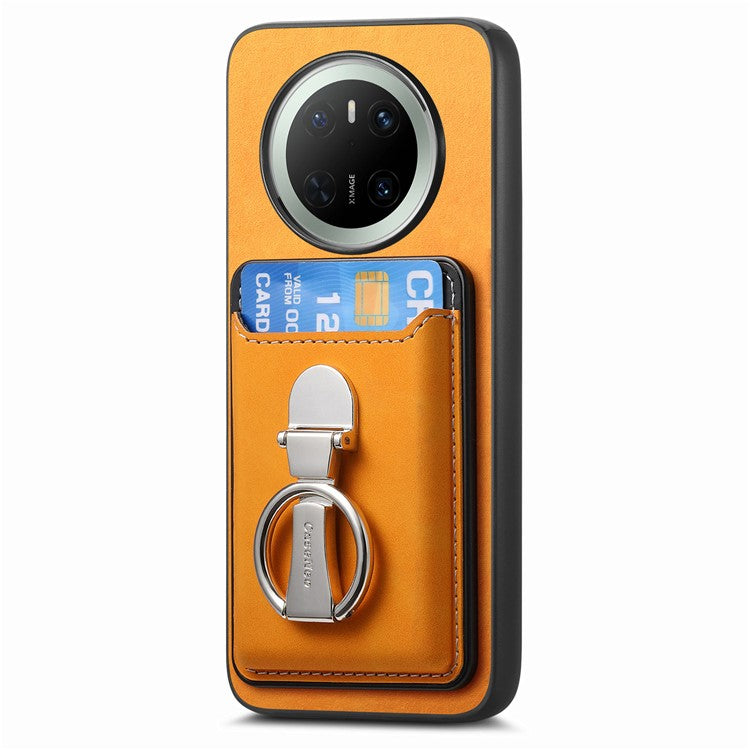 For Huawei Mate 70 Case Compatible with MagSafe Skin-Touch Cover with Card Bag Kickstand - Yellow