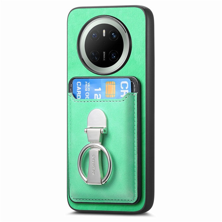 For Huawei Mate 70 Case Compatible with MagSafe Skin-Touch Cover with Card Bag Kickstand - Green