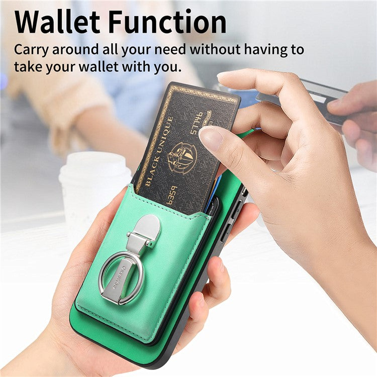 For Huawei Mate 70 Case Compatible with MagSafe Skin-Touch Cover with Card Bag Kickstand - Green