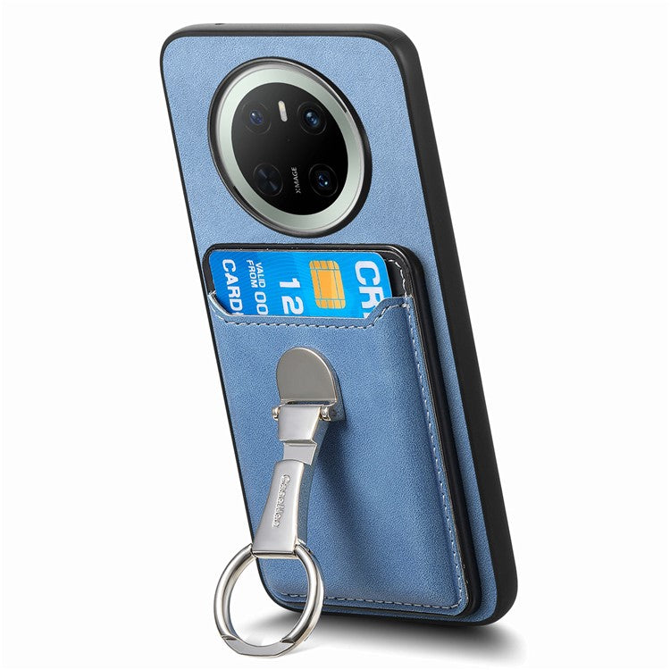 For Huawei Mate 70 Case Compatible with MagSafe Skin-Touch Cover with Card Bag Kickstand - Blue