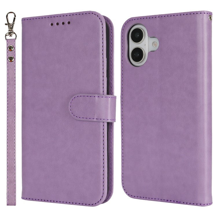 For iPhone 16 Case R61 Texture Wallet Leather Flip Phone Cover - Purple