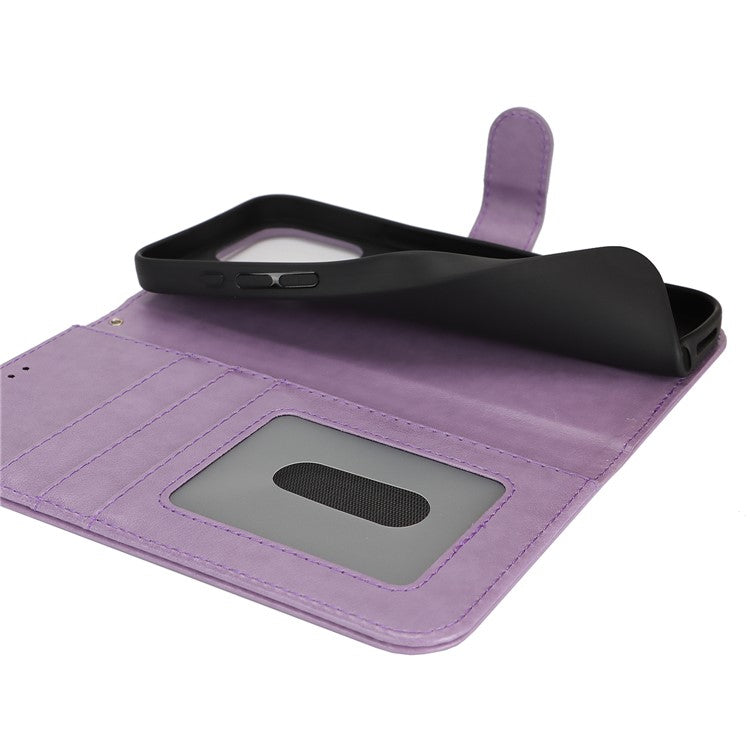 For iPhone 16 Case R61 Texture Wallet Leather Flip Phone Cover - Purple
