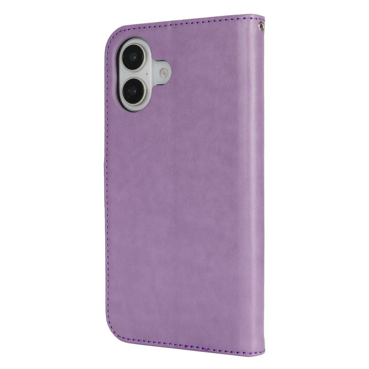 For iPhone 16 Case R61 Texture Wallet Leather Flip Phone Cover - Purple