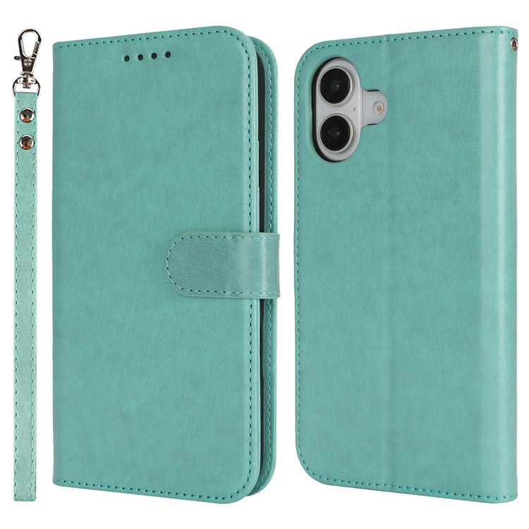 For iPhone 16 Case R61 Texture Wallet Leather Flip Phone Cover - Light Green