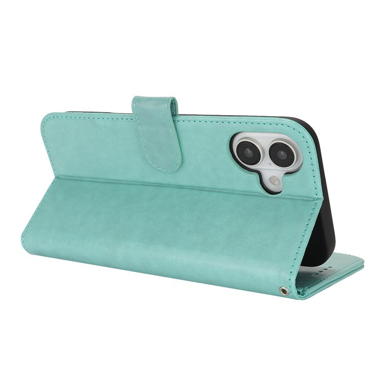 For iPhone 16 Case R61 Texture Wallet Leather Flip Phone Cover - Light Green